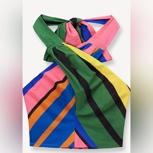 STAUD SMOCKED KAI TOP FORMENTERA STRIPE-S